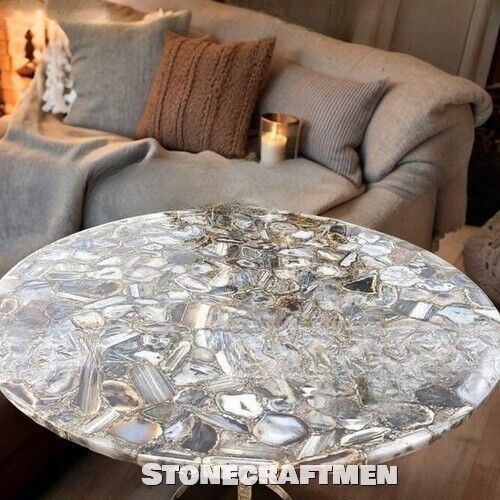 Natural Agate Coffee Table, Agate Center Sofa Table, Modern Furniture Table Deco - Picture 3 of 3