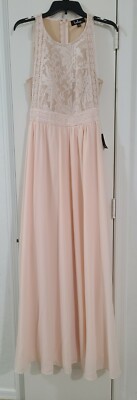 Lulu's Forever and Always Blush Pink Lace Maxi Long Chiffon Dress sz M NEW  | eBay