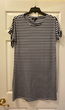 Ronni Nicole Dress Nautical Navy Blue White Strip Tie Sleeves Women’s Size 6 EUC