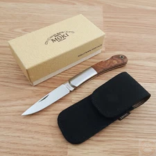 Moki Pliant Folding Knife AUS-8 Steel Blade Quince Wood Stainless Bolster Handle