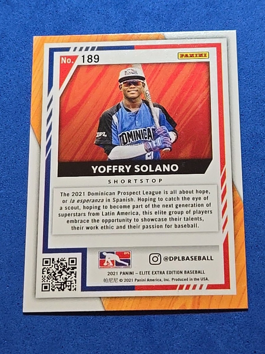 2021 Yoffry Solano /249 #189 ROOKIE RC Panini Elite Extra Edition  Aspirations | eBay