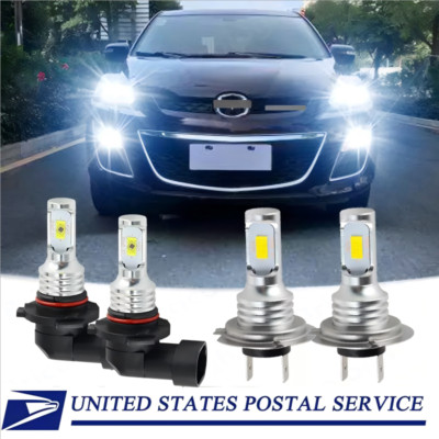 For Mazda CX-7 2007-2010 2011 2012 -4X 6000K White LED Headlight High Low Beam A