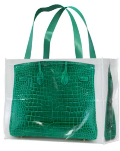 Recycled Reusable Grocery Tote, Birkin Bag GREEN - Picture 5 of 6