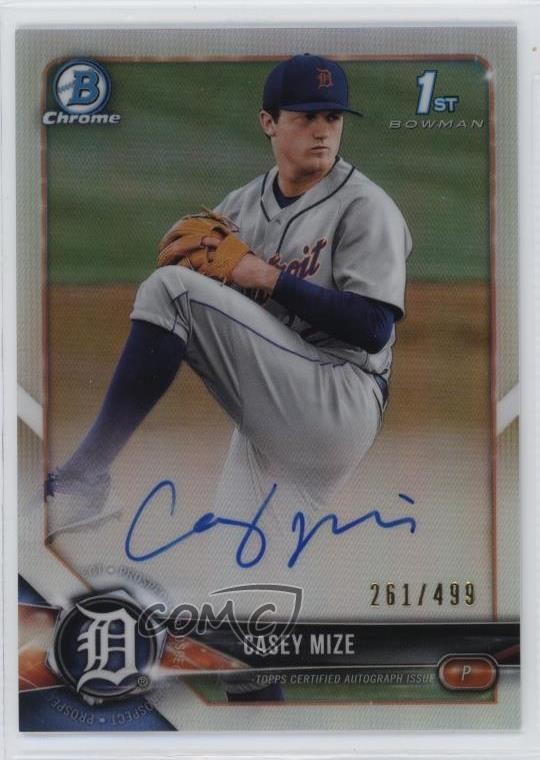 2018 Bowman Draft Chrome Pick Refractor 261/499 Casey Mize #CDA-CM Auto zr9