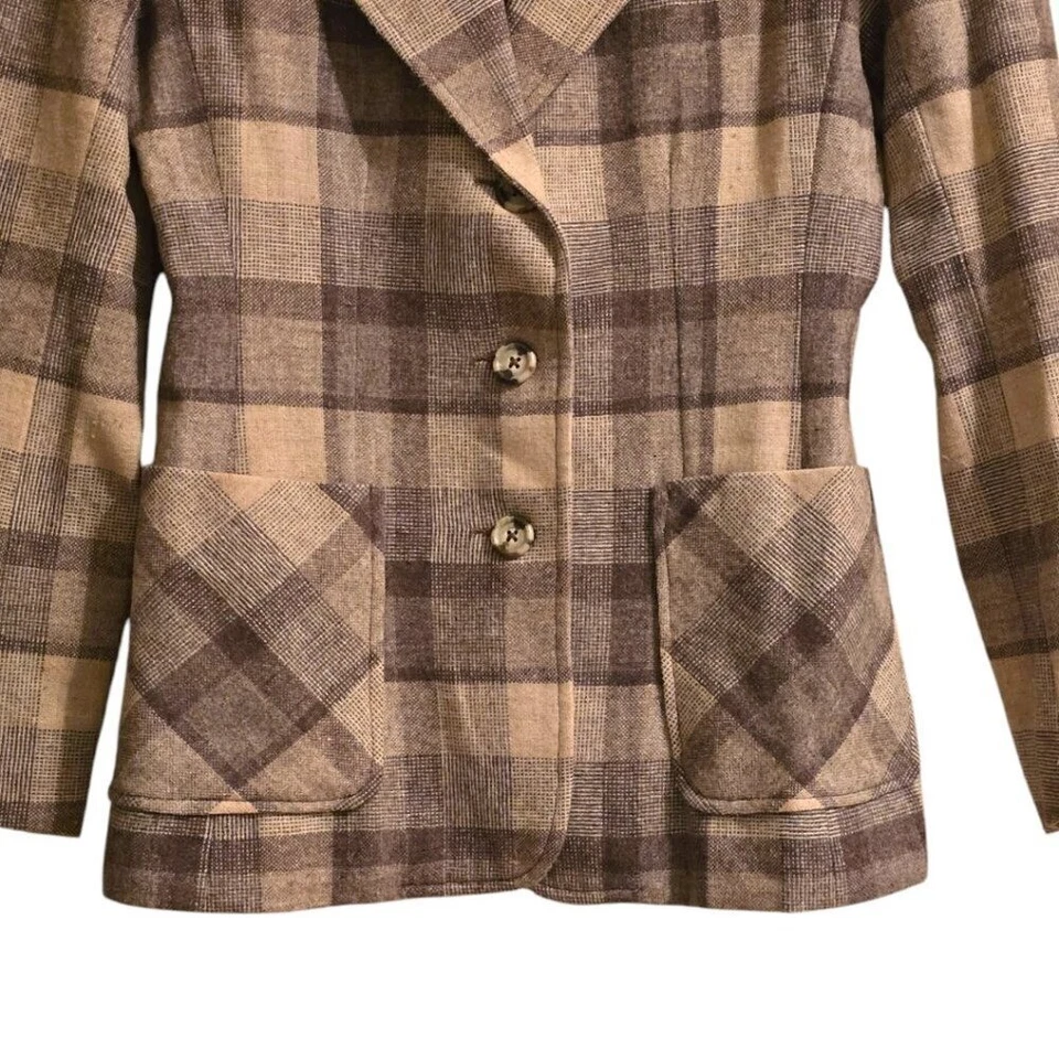 Blazer JH Collectibles Vintage Lana Cuadros Pecho Único Talla 4 Foto 2 de 4