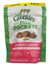 Feline Greenies Pill Pockets - Salmon Flavor - Value Pack - 85 ct - Exp 04/26