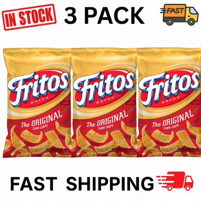 Fritos Regular Corn Chips 9.25 oz Pack of 3 Bags Party Snack Chips