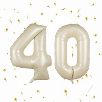 40 Geburtstag Luftballon Zahl 40 Zoll 101Cm Beige Deko Party
