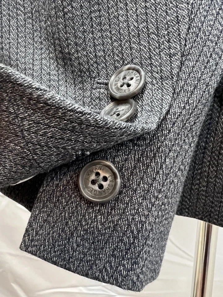 Chaqueta Blazer Abrigo Deportivo Armani Exchange Para Hombre 38R Gris Rayas Algodón Ajustado Foto 4 de 4