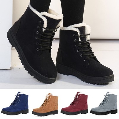 Damen Stiefel Warme Pelz Botas Winter Schuhe SchneeStiefel Low Heels Outdoor