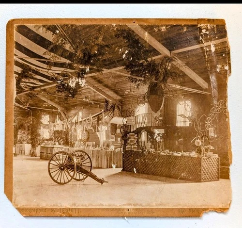 RARE 1896 Gatling Gun Cabinet Photo Civil War Reunion East Orange NJ By Jewett