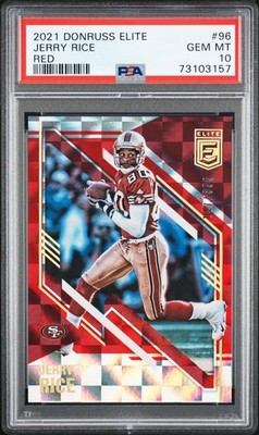 2021 PANINI DONRUSS ELITE #96 JERRY RICE RED /399 PSA 10 GEM MT 49ERS HOF GOAT