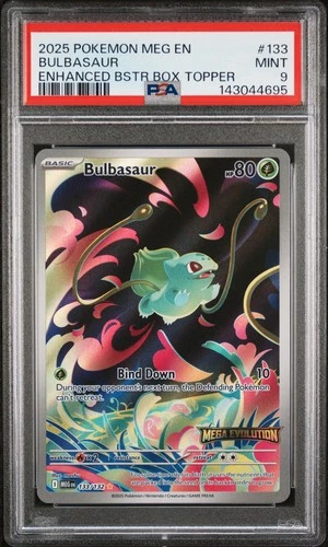 2025 POKEMON MEG EN-MEGA EVOLUTION ENHANCED BOOSTER BOX TOPPER BULBASAUR PSA 9