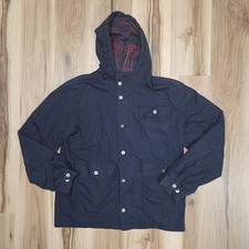 Iron & Resin Men's Blue Hooded Field Jacket Lined Mid-Length USA Made XXL