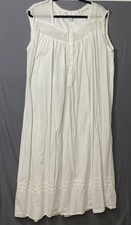 Eileen West Nightgown 100 Cotton Long Lace Sleeveless Size XL White
