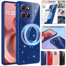 For Motorola G86 G56 Edge 50 60 Fusion 70 Shockproof Glitter Magnetic Case Cover