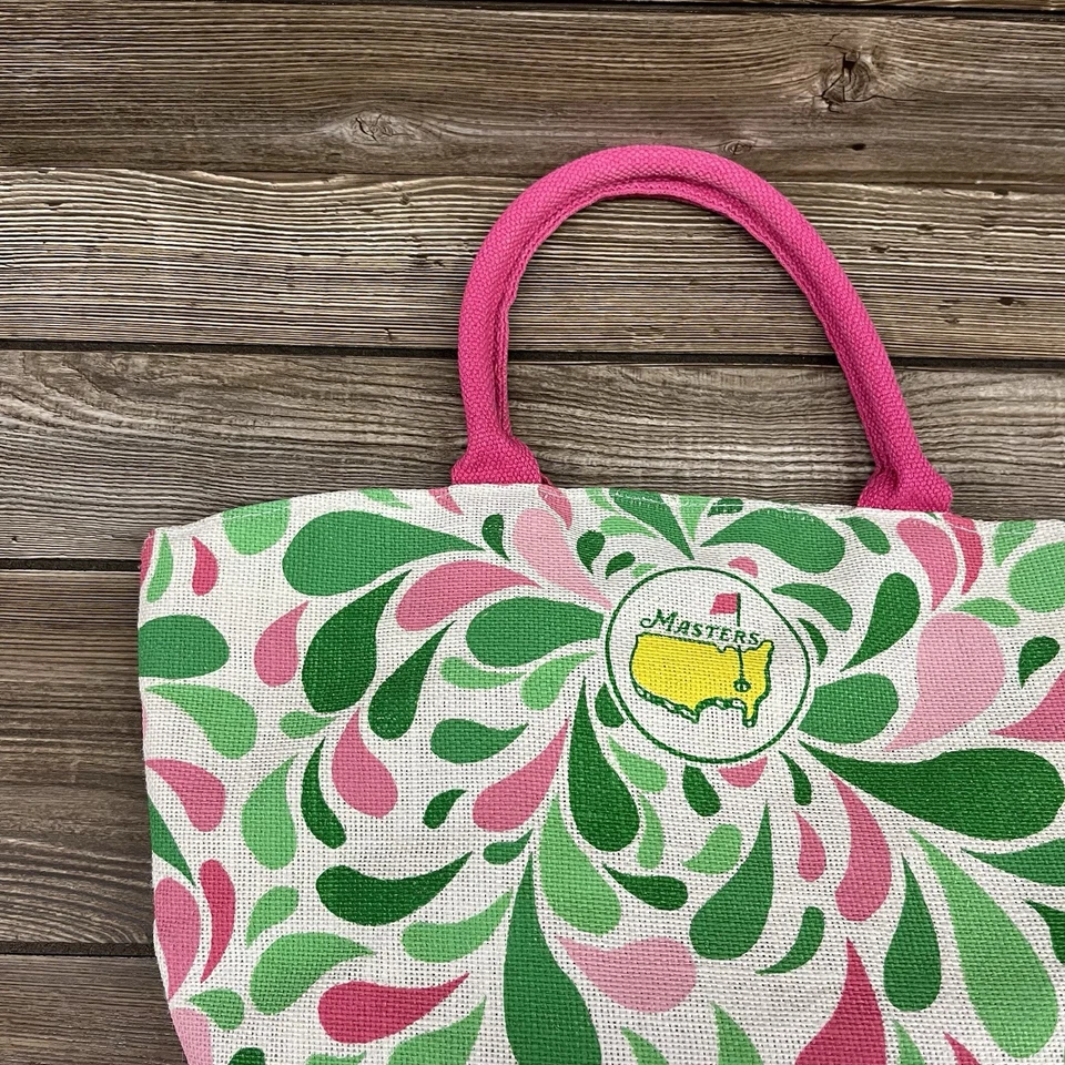 Bolso de Mano The Masters Augusta National Pro Golf Tournament Logo Arpillera Rosa Verde Foto 2 de 4