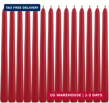 14 Pack Tall Red Taper Candles - 10 Inch Red Dripless, Unscented Dinner Candle -