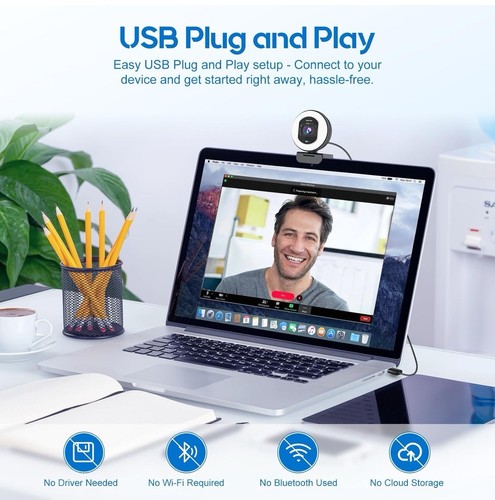 4K Webcam w/ Ring Light Web Cam 4K Autofocus w/ TOF Computer Camera 1080P 60FPS - 第 7/9 張圖片