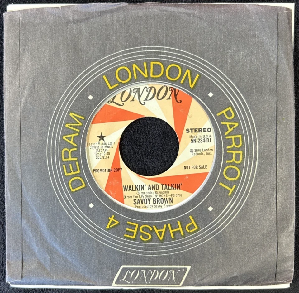 SAVOY BROWN WALKIN' AND TALKIN' 7'' SINGLE LONDON RECORDS 5N-234-DJ 1976 PROMO - Image 2 of 4