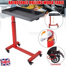 Adjustable Work Table with Wheels Mechanic Rolling Tool Tray Table for Garage UK