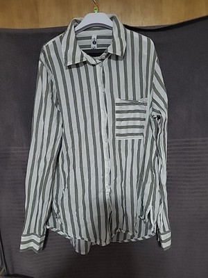Damen Bluse Langarm Kragen Gestreift Gr 36-38