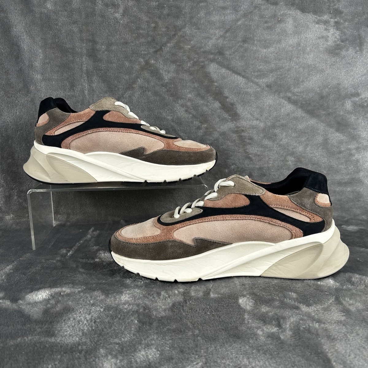 Tory Burch Sawyer Trainer Womens 7.5 Pink Taupe Suede Athletic