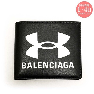 Balenciaga x Under Armour Men Wallet Bifold Leather Black 817717
