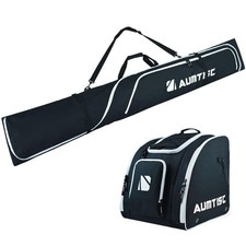 Ski Bag and Boot Bag Combo, Padded Two-Piece Set Skis and Boots Bag for Air T...