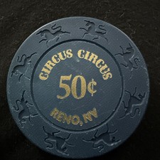 Vintage Circus Circus Casino Reno NV 50� Chip - Navy Blue Unicorn Mold