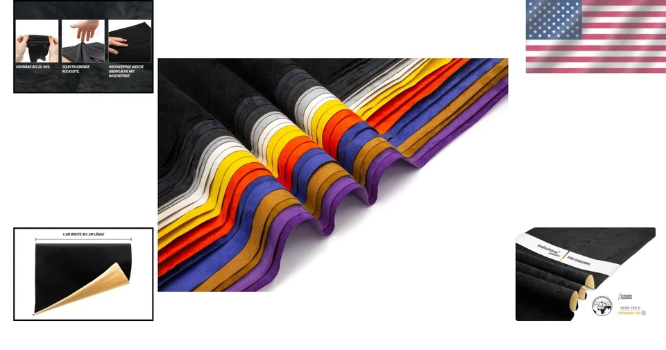 Versátil gamuza de microfibra negra elástica para interiores de automóviles - 19,68 x 59,06 pulgadas Foto 2 de 4