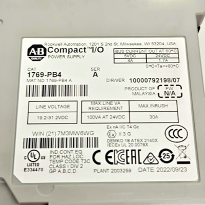 Allen-Bradley Compact I/O 1769-PB4 PLC Power Supply Module 24VDC SER A