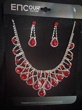 rhinestone necklace and earrings set
