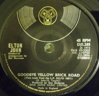 Elton John - Goodbye Yellow Brick Road (7'', Single, Sol)