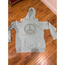 Easel Seafoam  Peace Sign Womens Hoodie