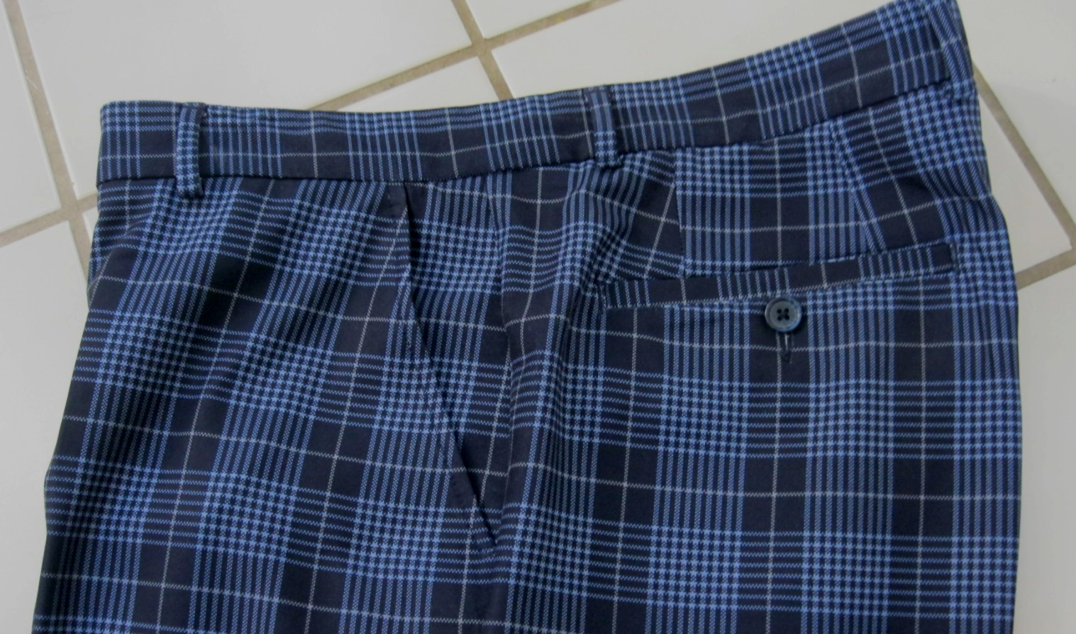 Pebble Beach Performance Blue Checkered Polyester… - image 3