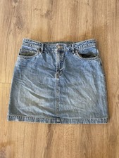 02 VTG Old Navy Y2K Denim Mini Skirt Size 4 Distressed Medium Wash