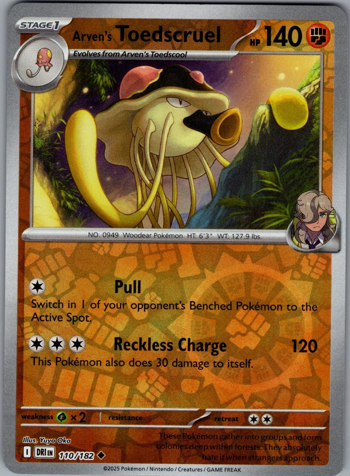 Arven's Toedscruel 110/182 Uncommon Destined Rivals Pokemon Reverse Holo NM