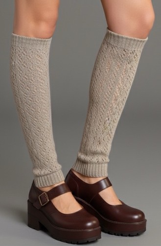 Y2K Sparkly Soft Brown Crochet Sweater Leg warmers OS