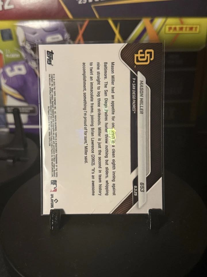 2025 Topps NOW - Mason Miller #653 San Diego Padres Immaculate Inning *IN-HAND* - Image 2 of 2