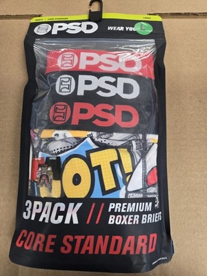 PSD 3 Pack Core Standard Premium Boxer Briefs Men's LARGE (36-38)