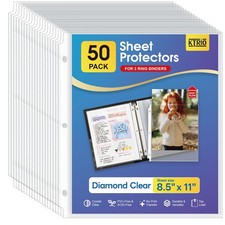 Sheet Protectors 8.5 x 11 Inch, Clear Top Loading Page Protectors, 50 Pack