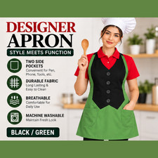 Designer Vest Apron Chef Restaurant Server Uniform 8oz Twill Adjustable Neck