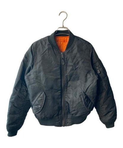 Chaqueta de bombardero de nailon negra para hombre AVIREX Commercial MA-1 usada
