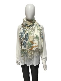 KASCHMIR / CASHMERE SCHAL 70 X 170 CM ELEFANTEN SOGNI D´ORO SCHMUCKJAGD