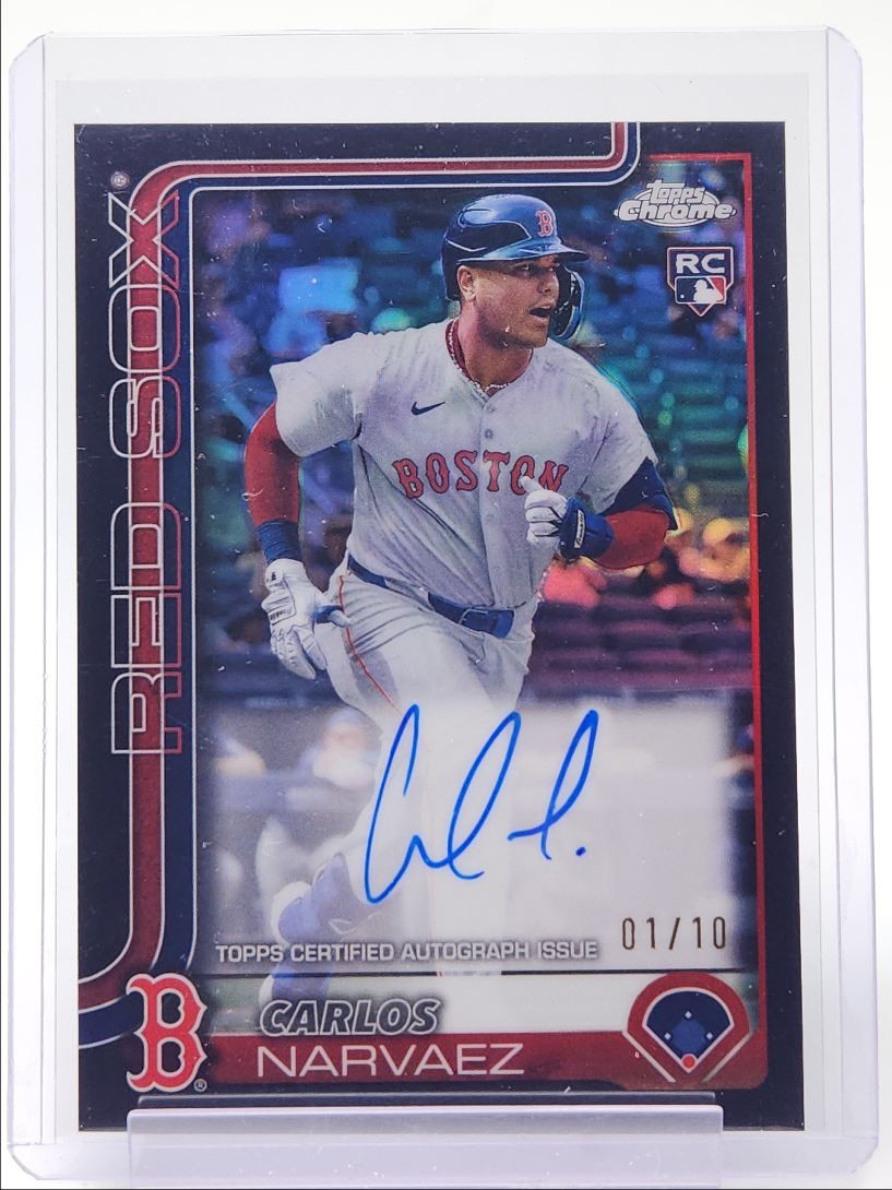 CARLOS NARVAEZ 2025 TOPPS CHROME ROOKIE BLACK REFRACTOR RC AUTO 1/10 Q4078