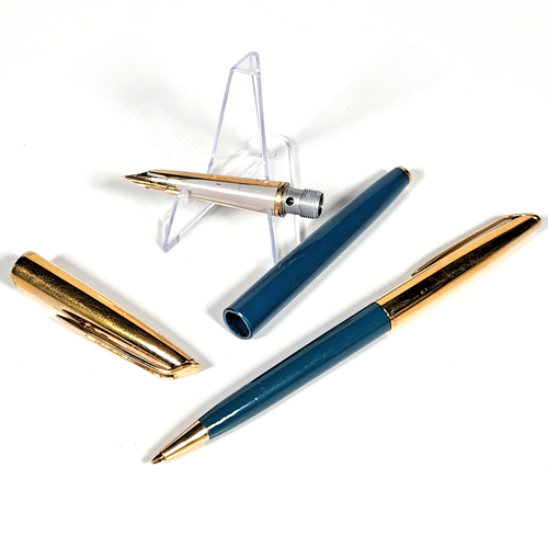 Vintage Waterman C/F USA GT Türkis Füllfederhalter & Kugelschreiber Set 14K feine Feder - Bild 20 von 24