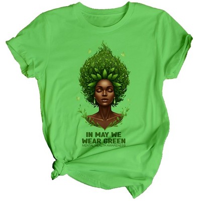 Frauen Green Leaf Crown Mental Health Awareness T-Shirt Top Angst Emotional #MHA