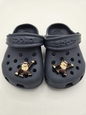 Crocs Navy Blue Toddler Clogs with Charm Monkey Size 2-3
