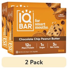 2 pack IQBAR Chocolate Chip Peanut Butter Protein Bars - Vegan Energy Bars - H